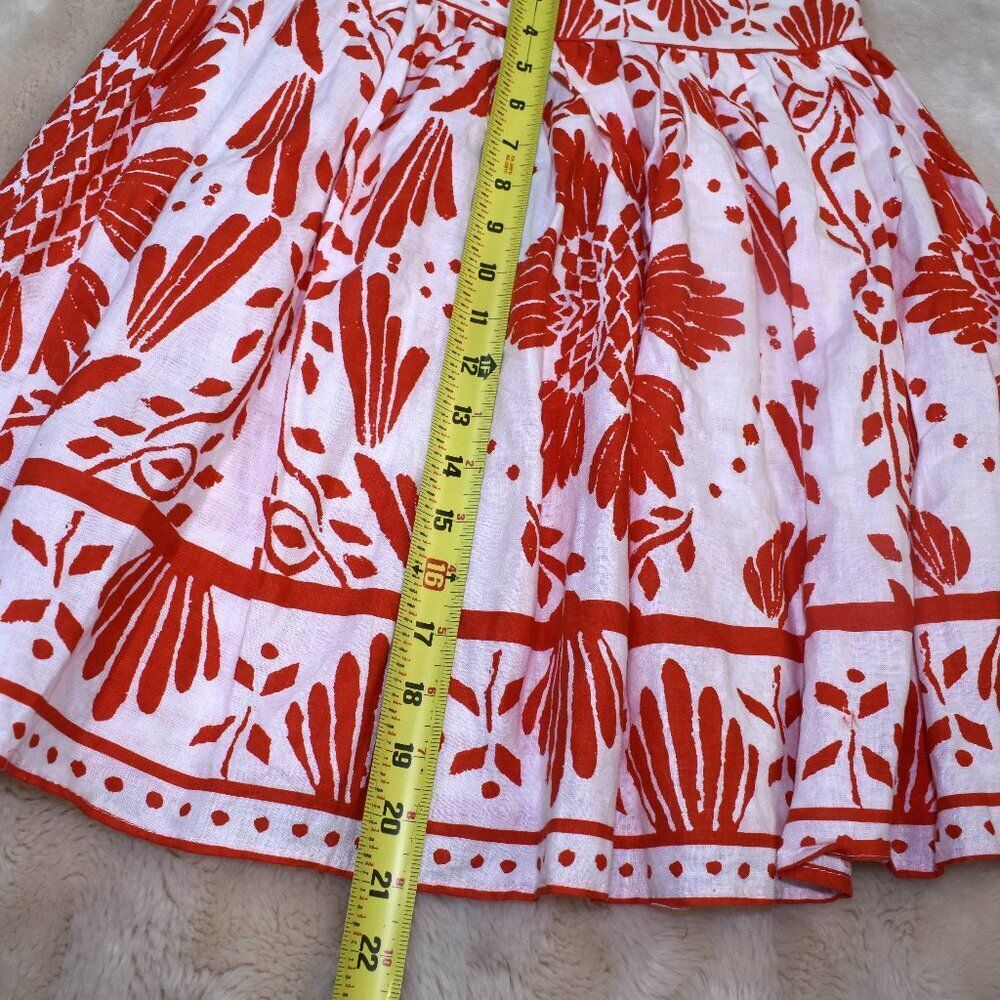 Haute Hippie Red Orange Boho Floral Linen Blend Flowy Skirt Size Small New - Picture 7 of 10